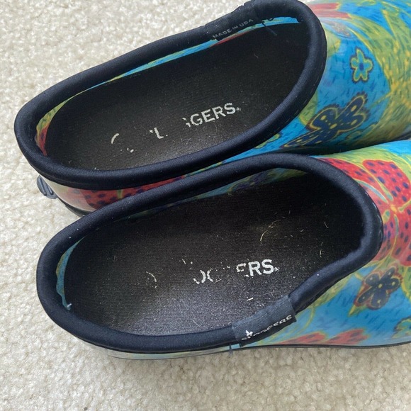 SLOGGERS Size 7 Waterproof Slip Resistant GARDEN SHOES Blue Floral Slip On Clogs - Picture 4 of 6
